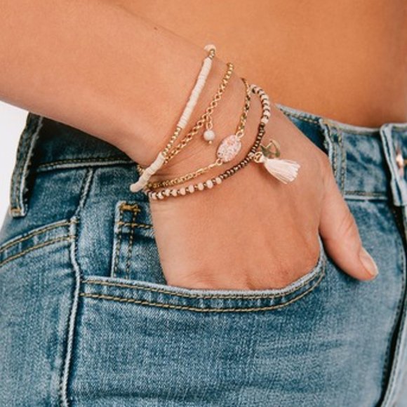 The House Of Gentry Jewelry - Blush and Gold Bracelet Set
